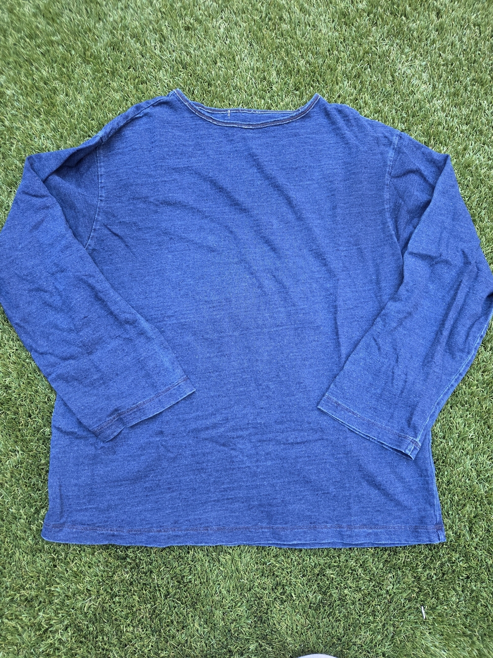 Buck Mason Mens Deckhand Tee - Hemp - Subtle Boatneck - Indigo - Small